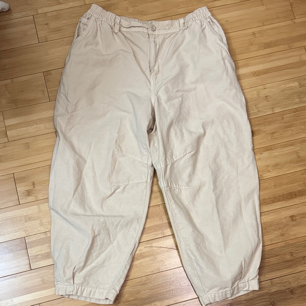 Aerie Canvas Barrel Pants in Tan Size Large